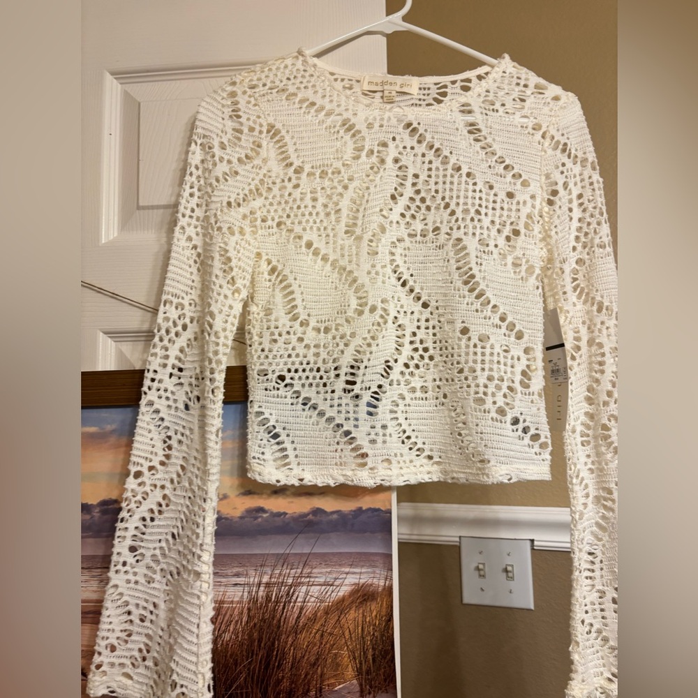Madden Girl Cream Crochet Top